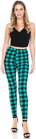 NioBe Clothing Women’s High Waisted Plaid Leggings – Soft Solid Printed Checkered Pants in Kuwait