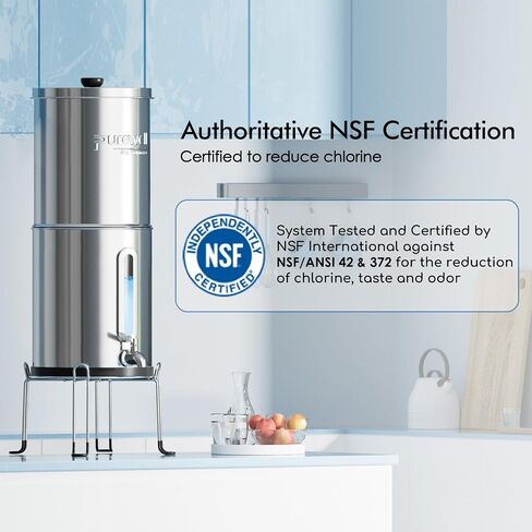 Purewell 2.25G Gravity Water Filter System with Water Level Window, 3-Stage 0.01μm Ultra-Filtration Stainless Steel Countertop System with 2 Filters and Stand, Reduce 99% Chlorine, PW-KS in Saudi Arabia