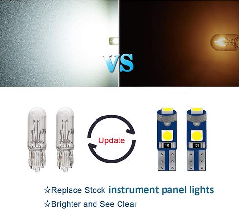 10pcs T5 LED BULBS Dashboard dash lights, Super Bright 17 37 70 74 T5 Socket LED Bulbs for Car Interior Dashboard Instrument Panel Gauge Cluster Indicators Lights in Kuwait