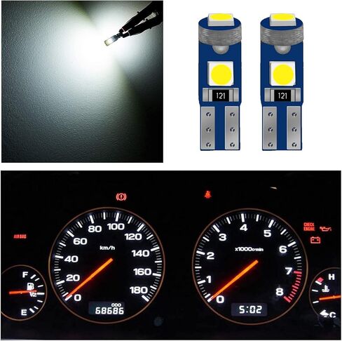 10pcs T5 LED BULBS Dashboard dash lights, Super Bright 17 37 70 74 T5 Socket LED Bulbs for Car Interior Dashboard Instrument Panel Gauge Cluster Indicators Lights in Kuwait
