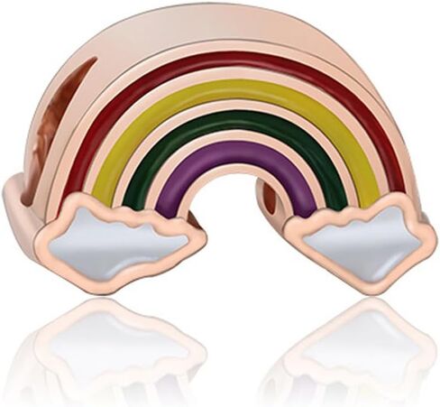 9 قطع من الخرز الفضي المباعد مع دلايات أوروبية تناسب سوار باندورا تشيكوسلوفاكيا ومجموعة قلادات على شكل قلب قوس قزح in Saudi Arabia