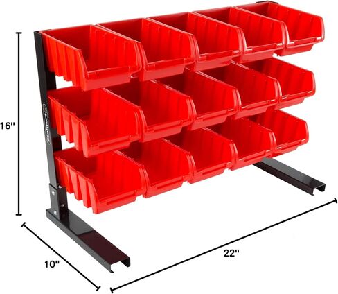 Stalwart 15 Bin Storage Rack Organizer- Durable Carbon Steel with Stackable Plastic Drawers for Tools, Hardware, Crafts, Office Supplies, More in Saudi Arabia