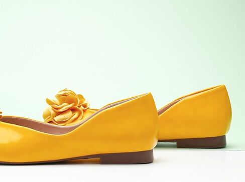 C.Paravano Ballet Flats for Women | Women's Flats | Square Toe | Slip On Dress Shoes | Satin Flower Shoes in Kuwait