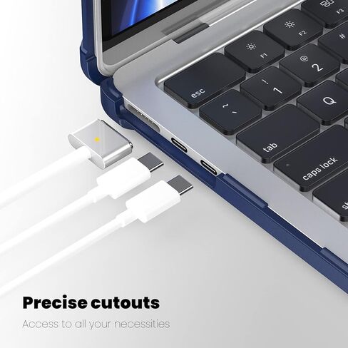 حافظة Mektron مضادة للصدمات لجهاز MacBook Air 15 بوصة 2024/2023 مع شريحة M3/M2 طراز A2941/ A3114، غطاء صلب واقٍ عالي التحمل مقاس 15.3 بوصة مع مسند قابل للطي مع غطاء لوحة المفاتيح، B-Navy in Saudi Arabia