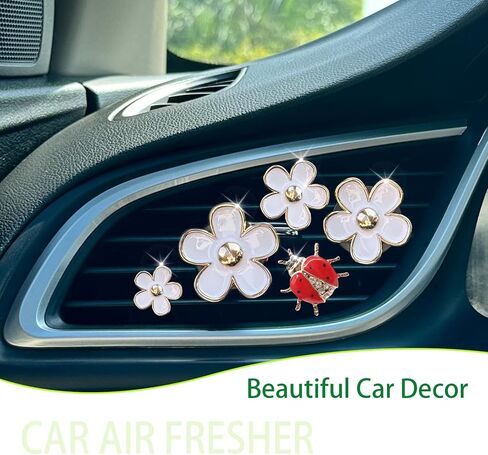 5 قطع زهور خنفساء تنفيس الهواء كليب اكسسوارات السيارات مجموعة 2 قطع زهرة الأقحوان الأبيض سيارة الهواء المعطر تنفيس كليب 3 قطع تنفيس الديكور كليب إعادة الملء سيارة الناشر سيارة الداخلية الجمالية in Kuwait