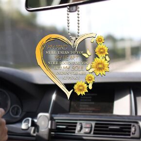 Talataca Sunflower Moon Jesus God Way Maker Miracle Worker Christian 2D Flat Car Rear View Mirror Accessories Christmas Tree Ornament Decoration Hanging Charm Interior Rearview Pendant Decor Gift