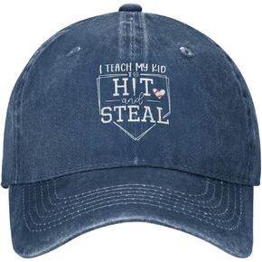 Baseball Mom Hat I Teach My Kids to Hit and Steal Hat for Women Love Heart Graphic Baseball Cap