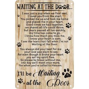 I’ll Be Waiting At The Door Dog Retro Metal Tin Sign Vintage Aluminum Sign For Home Decor Room Metal Decor 8x12 Inch