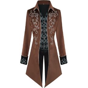 IWQBQ Men's Steampunk Jacket Gothic Medieval Vintage Court Tailcoat Halloween Costumes