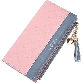 Yafanqi Wallet for Women Leather Purse Credit Card Organizer Girls Cute Zipper Large Long Coin Wallets (C-Black)