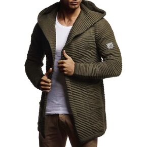 Leif Nelson Men's Sweatshirt Cardigan Slim Fit | Men Sweat Jacket with a Hood | Modern Hoody Pullover Hoodie | LN5715
