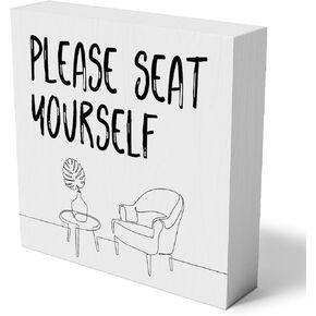 Please Seat Yourself Wooden Box Sign Home Wall Decor 5 X 5 Inch Rustic Wood Box Sign