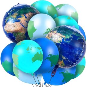 48 Pieces Globe Earth Balloons, Foil Planet World Map Latex Balloons for Travel Themed Party Holidays Around the World Decorations Earth Day Supplies, 8 Pcs 22 Inch and 40 Pcs 12 Inch