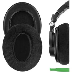 Geekria Comfort Velour Replacement Ear Pads for Audio-Technica ATH-M50X, ATH-M50xBT2, ATH-M40X, ATH-M30X, ATH-M20X, ATH-M10, Headphones Ear Cushions, Ear Cups Cover Repair Parts (Black)