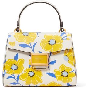 Kate Spade New York Katy Sunshine Floral Textured Leather Small Top Handle, Cream Multi in Kuwait