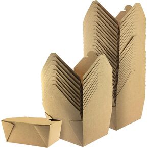 NYHI Brown Takeout Food Containers,Heavy Duty 30 oz. #1 Kraft Microwaveable To Go Boxes Are Leak & Grease Resistant,Disposable Recyclable Catering Lunch Boxes For Restaurants, Catering & More,50 Pack