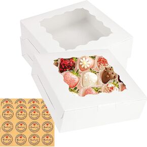 30 عبوة من علب الفطائر البيضاء مع نافذة مقاس 8 × 8 × 2.5 بوصة، وصناديق المخبوزات، وصناديق البسكويت، وصناديق المكافآت الورقية، وصناديق المعجنات، وصناديق الحلوى للكعك والفراولة والدونات والكعك والمعكرون in Kuwait