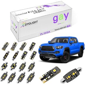 PL1830A - (14 Bulbs) LED Interior Light kit Replacement for Toyota Tacoma 2005-2022 Accessories + License Plate Light Bulbs Package, White Dome Lights Upgrade