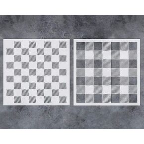 GSS Designs Buffalo Plaid Checker Stencil (2 Pack) - Reusable Stencils for Painting on Wood Wall Canvas Furniture Floor Fabric (12x12Inch) - Buffalo Plaid Wall Stencils for Painting Large Pattern