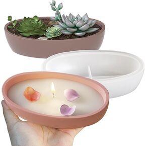 Wehous Oval Bowl Resin Concrete Mold Candle Vessels Candle Boat Silicone Molds Storage Jar Box Container Trinket Tray Jewelry Holder Epoxy Casting Mold Succulent Plant Cement Craft DIY Christmas Decor