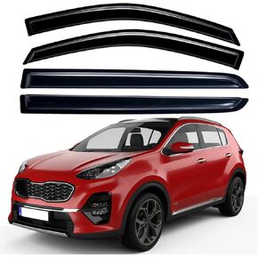 Lightronic WV94382 Outside-Mount Side Window Visor Deflector Rain Guard, Dark Smoke, 4-Pieces Set, Fits 2017-2022 Kia Sportage