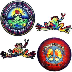 4Pcs Latest Version Multifunctional Patch(not Embroidered Patch), Self-Adhesive Peace Frogs Logo Patch Applique for Clothes, Bags, etc, DIY Accessories, colourful, D240125-hepingwa