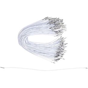 2mm Elastic Barbed Cord - 100-Pack Stretch Round String with Silver Dual Metal Barbs, Barbed Fasteners for Mask Making, Binding, Hanging, White, 13 Inches Each