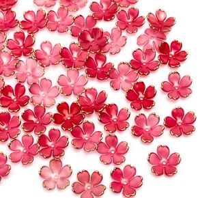 100PCS Acrylic Cherry Blossom Flower Beads, 18MM White Flower Spacer Beads for Jewelry Making, Acrylic Floral Loose Beads for Bracelet Making, Flower Charms Beads for Crafts