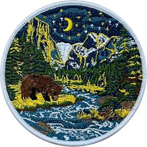 3.5'' Yosemite National Park Iron-on/Sew-on Patch, Nature Emblem, Moon, River, Bear, Mountains