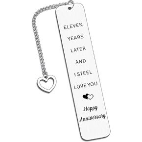 11 Year Anniversay Steel Gifts for Him Her 11th Anniversary Gifts for Men Women Steel Gifts for 11th Anniversary Couple Wedding Husband Gift from Wife Bridal Shower 11th Anniversary Bookmark Christmas