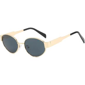 Retro Oval Sunglasses for Women Mens,Metal Frame Vintage Classic UV400 Protection Sunglasses for Outwear Travel