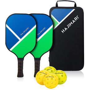 مجموعة USAPA Pickleball - مضارب كرات المخلل 4 عبوات مع كرات داخلية وخارجية، حقيبة حمل | مجداف من ألياف الكربون خفيف الوزن على شكل قرص العسل | اللعب للمبتدئين والمحترفين
