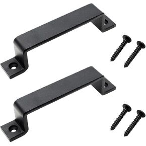 2 Pcs Sliding Barn Door Handles 6",Heavy Duty Garage Door Pull Handles,Rustic Design Black Gate Handles Hardware for Sliding Barn Garages Closet Sheds Drawer Doors Gate