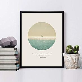 The Cure for Anything Is Salt Water, Sweat, Tears, or The Sea Quotes Art Print Fine Art Paper Poster Ocean Modern Wall Hanging 8x10inch No Frame