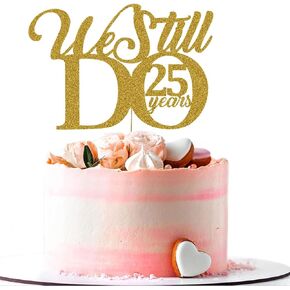 ما زلنا نفعل 25 عامًا من تزيين الكيك - تجديد العهد الخامس والعشرون لمستلزمات حفلات الزفاف والذكرى السنوية للديكور بريق ذهبي in Kuwait