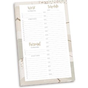 bloom daily planners Timed Work & Personal To Do List Planning Pad - Undated Tear-Off Hourly Checklist Notepad Organizer - 6" x 9" - Brushed Beige