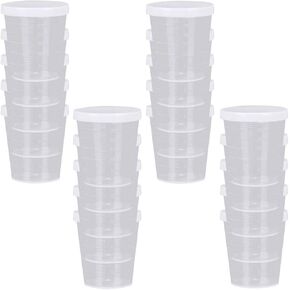 20PCS Plastic Medicine Cups with Lids, 30ML Clear Reusable Graduated Cups Transparent Scale Measuring Cups, Measure Container for Mixed Pills, Liquid Medication