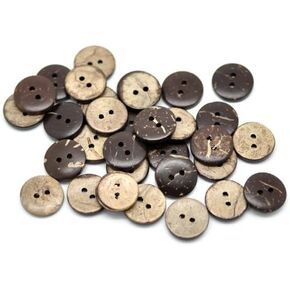 PEPPERLONELY Brand 100PC Brown Coconut Shell Buttons 2 Hole Scrapbooking Sewing Buttons 15mm (5/8 Inch)
