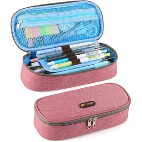 Pencil Case School Pen Case Oxford Stationery Box for Desk Supplies Organization Red
