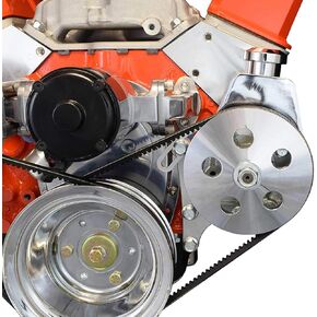 ICT Billet SBC Power Steering Bracket Pump Bracket Electric Water Pump Billet 350 Small Block Chevy Adjustable 551360