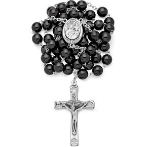 Rosary Beads catholic for Women and Men Blessed During Pope's Angelus, Our Lady of Good Health Traditional Rosary in Hematite beads - Perfect Catholic gifts