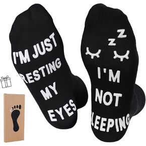 wotemlur Birthday Gifts for Men Dad Husband Grandpa Funny Socks Father's day Christmas I'm Not Sleeping Resting My Eyes