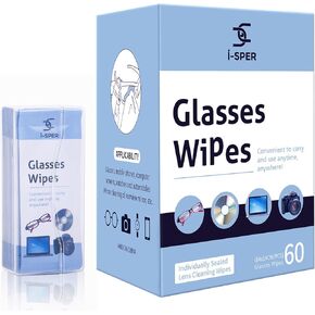 I-sper 70PCS Lens Wipes for Eyeglasses, Eyeglass Lens Cleaning Wipes Pre-Moistened Quick Dry Individual Wrapped with a Carrying Box Suitable for All Glasses and Electronics Screen