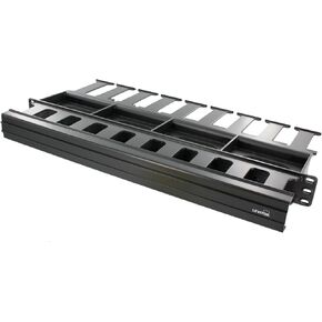 Leviton 491RU-HFR Horizontal Cable Management, 1RU, 1.5-inch by 3-inch Front and 1.5-inch by 4-inch Rear 1RU,Black