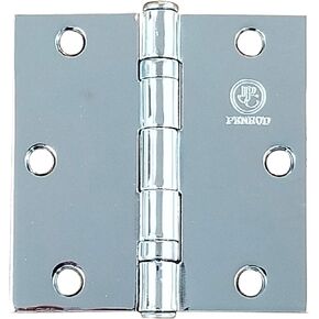 Polished Chrome Door Hinges 3.5 Inch Square, Ball Bearing for Smooth Function and No Dust Build Up, 2 Pack