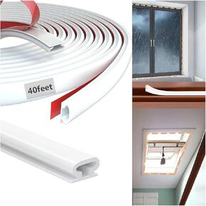 40 inch Silicone Door Weather Stripping Door Seal,White Door Soundproofing,D Shape Door Rubber Weather Seal Strip,Self-Adhesive Backing Door Sealers for Door Frame