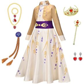 SZ-TONDA Snow Queen Act 2 Dress - Girls Yellow Princess Costume Outfit Kid Ice Role Cosplay Birthday Party Apparel