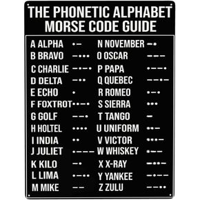 Alphabet Morse Code Pilot Retro Tin Sign Metal Poster Art Fun Vintage Metal Tin Sign Retro Home Bedroom Kitchen Sign Garden Patio Indoor Outdoor Wall Decor 6x8 Inch