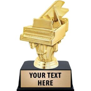 Crown Awards Piano Trophies with Custom Engraving, 6" Personalized Gold Piano Figure Music Trophy On Black Base Prime