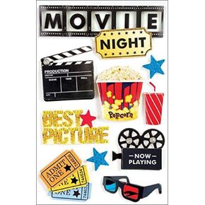 Paper House Productions STDM-0015E 3D Sticker, Movie Night